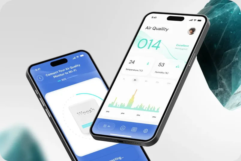 Two phones with a B2C app